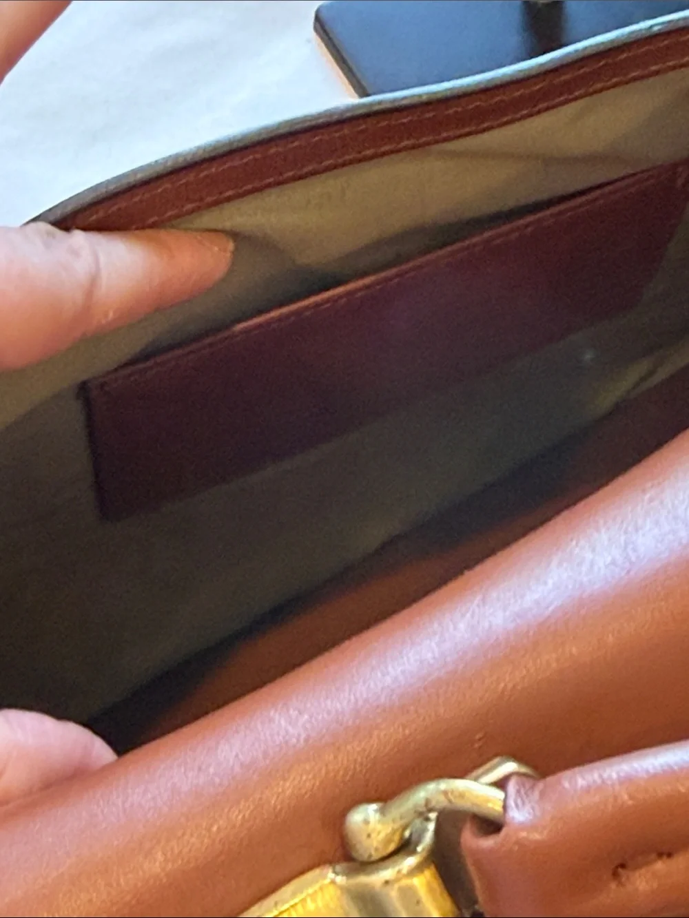 Schlesinger Tan Leather Briefcase with Adjustable Shoulder Strap Brass hardware